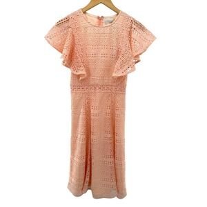 Champagne & Strawberry Jane Choi Lace Flutter Sleeve Midi Dress Women‎ S Pink